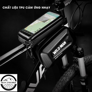 Túi đôi treo khung sườn xe đạp Wild Man E6 có ngăn điện thoại