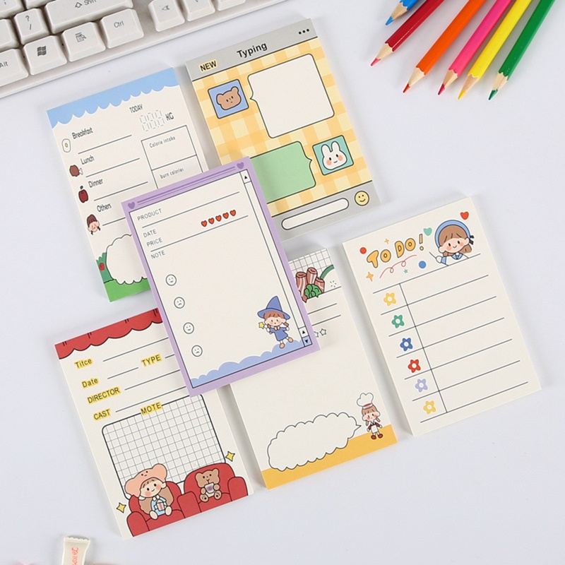 Bộ 50 Giấy Ghi Chú Họa Tiết Trái Cây Và Gấu Dễ Thương Kích Thước 7X10Cm