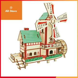 Đồ chơi lắp ghép gỗ 3D Mô hình cối xay gió