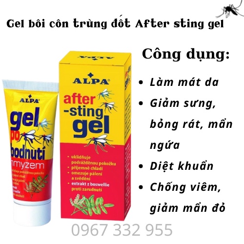 Gel bôi muỗi đốt, côn trùng cắn After-Sting Gel giảm ngứa, sưng, nóng rát, làm mát da