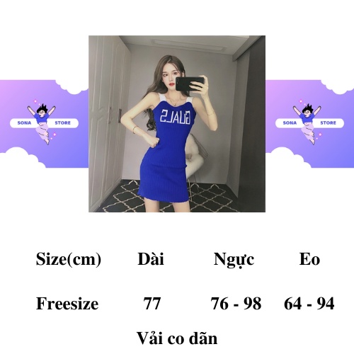 Váy 2 dây body len tăm dệt kim đầm ôm nữ sexy xanh coban gợi cảm sang chảnh tiểu thư bánh bèo hàng quảng châu cao cấp