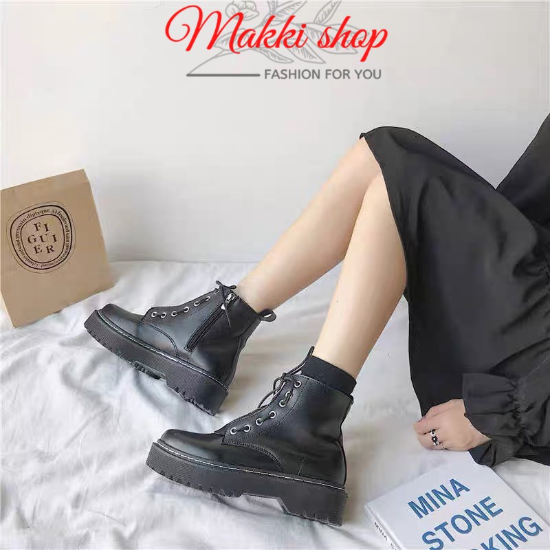 Boot nữ cao cổ Martin có khóa, giày boots nữ thời trang cao cấp giá rẻ MAKKI SHOP TD402