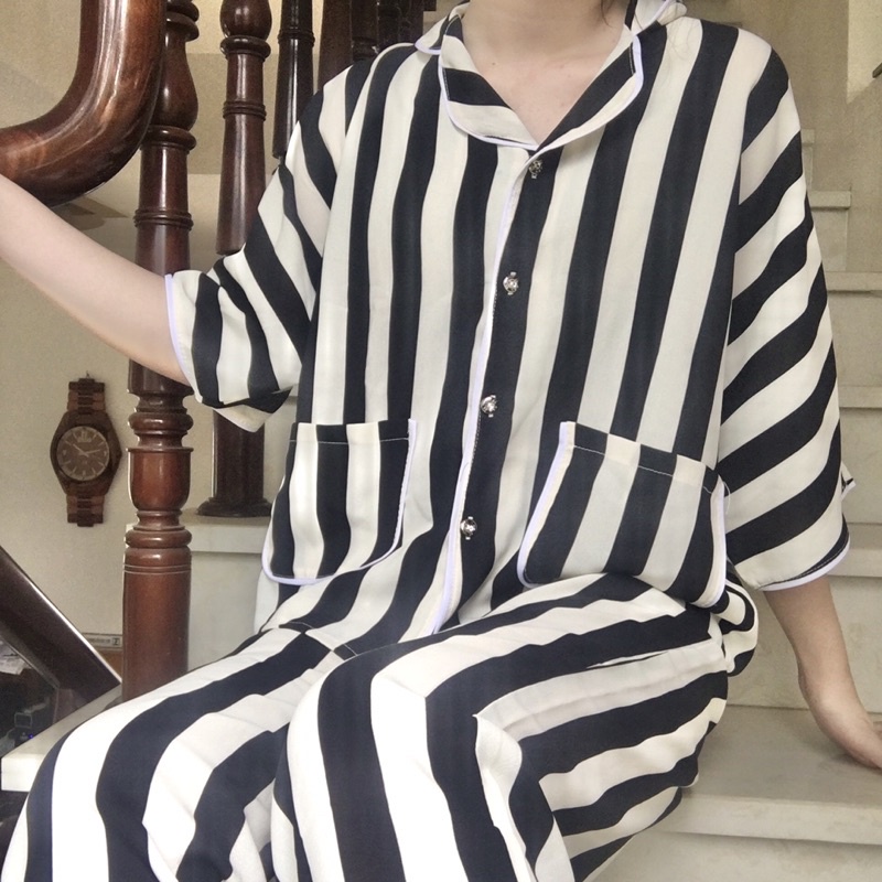 Bộ đồ ngủ Pijama Ngắn Tay Quần Dài Họa Tiết Dễ Thương Siêu Xinh Mặc Nhà Thoải Mái Rộng Rãi Thoáng Mát Mango Lụa Hàn | BigBuy360 - bigbuy360.vn