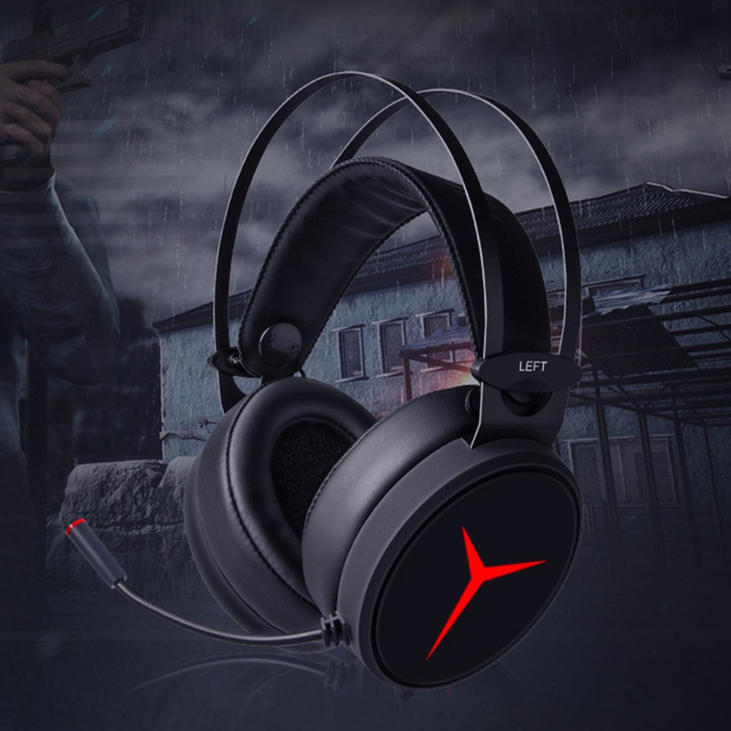 Lenovo Y360 Wired Headset Professional 7.1 Surround Sound 50mm Driver USB Over Ear Gaming Headphone with Microphone