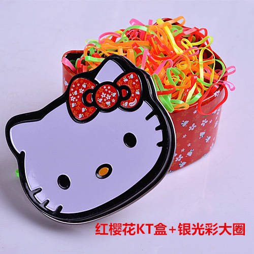 ⛔Hàng Mới⛔ Chun Buộc Tóc Cho Bé, Hộp Thiếc Hello Kitty 500 Chiếc