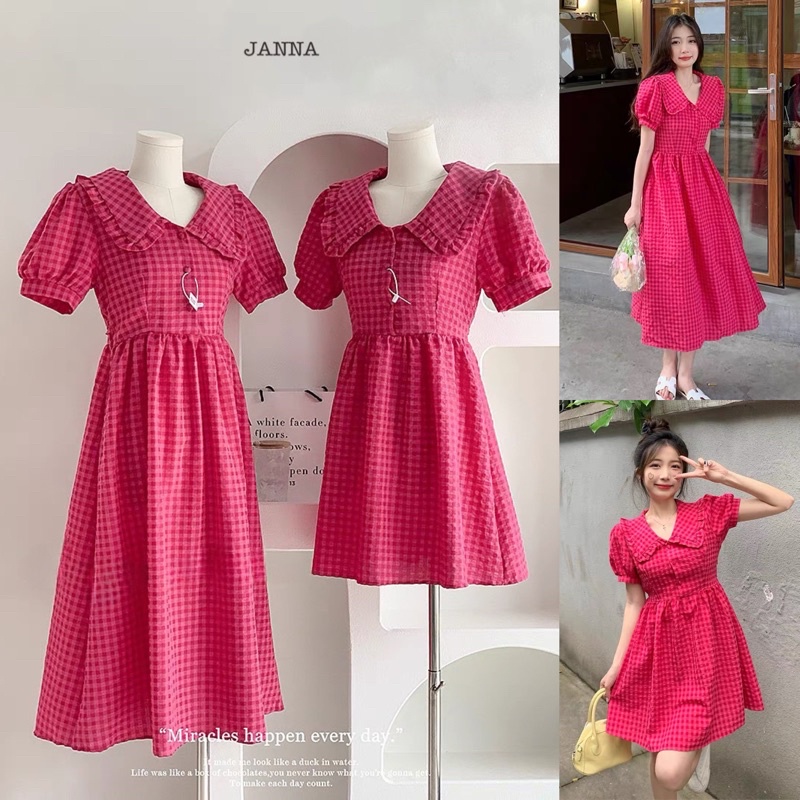 Váy nữ ulzzang tiểu thư vintage kẻ caro - V08 - janna house