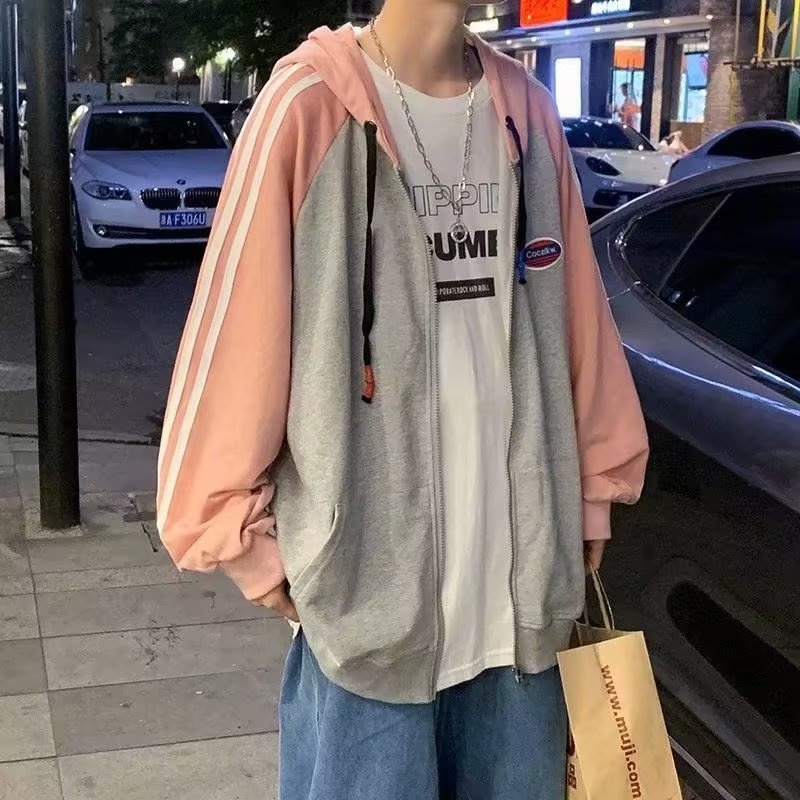 Áo Khoác Thể Thao Dáng Rộng Có Khóa Kéo Phong Cách Hip Hop Hàn Quốc Dễ Phối Đồ Thời Trang Mùa Thu Cho Nam Size M-3XL