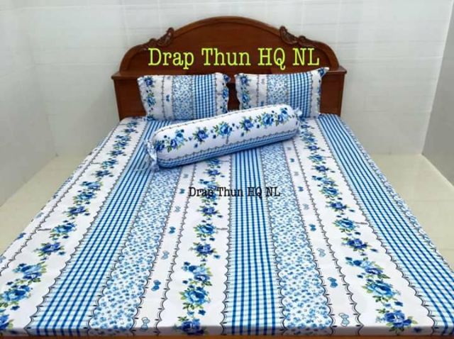 bộ drap thun lạnh có 3 cái áo gối màu nhẫu nhiên ga thu