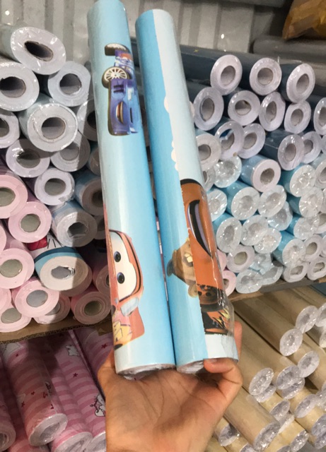 10 m giấy  dán tường xe đua cho bé keo sẵn khổ 45 cm
