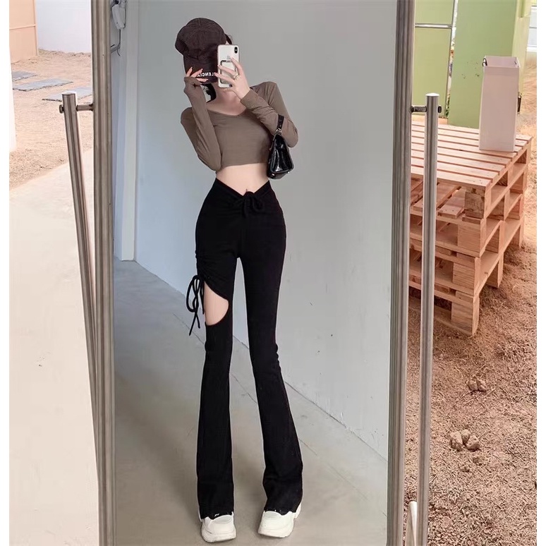 QUẦN THUN ỐNG LOE XẺ ĐÙI