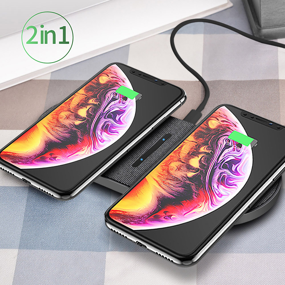 Thảm sạc nhanh không dây Qi 20W 2 trong 1 thích hợp cho iPhone 12 11 Pro XS XR X 8 Airpods Pro Samsung S20 S10