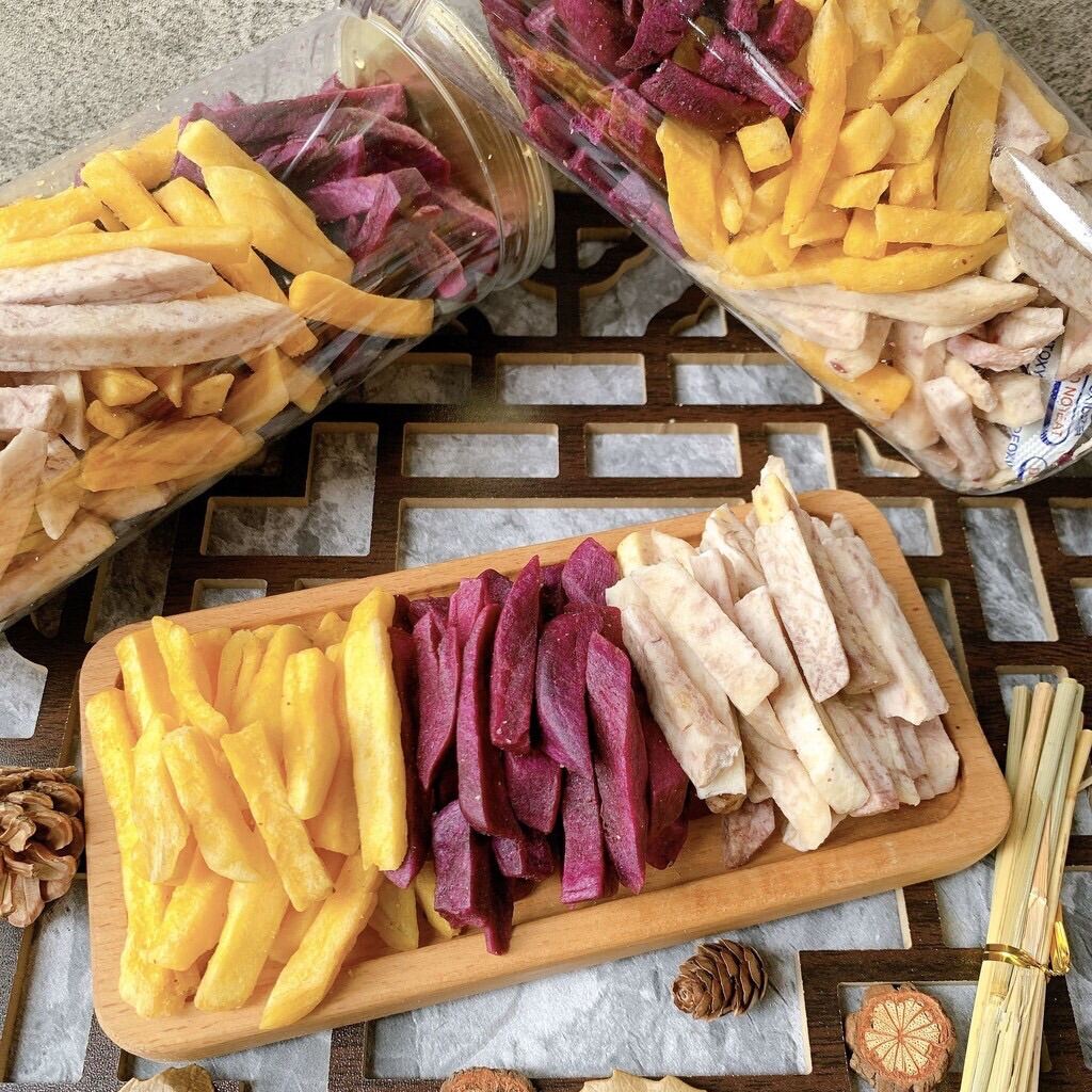 ( video ) khoai sợi sấy 3 vị 300 gram_trathaomocsi