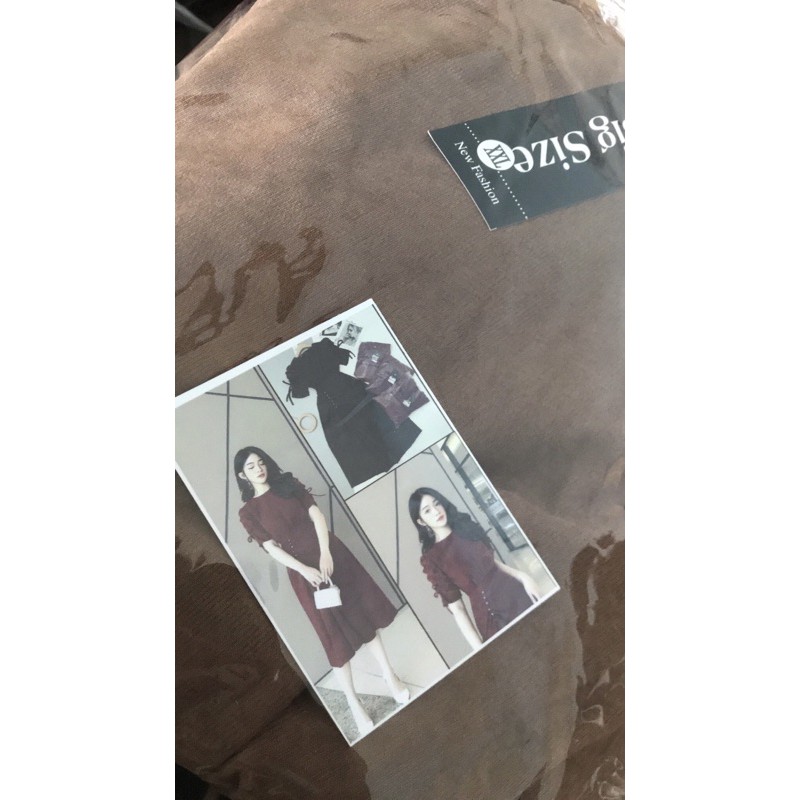 Đầm Tết Bigsize màu đỏ dáng dài rút eo đính cườm size từ 50kg-90kg  chất bố nhung màu đỏ/đen/nâu | BigBuy360 - bigbuy360.vn