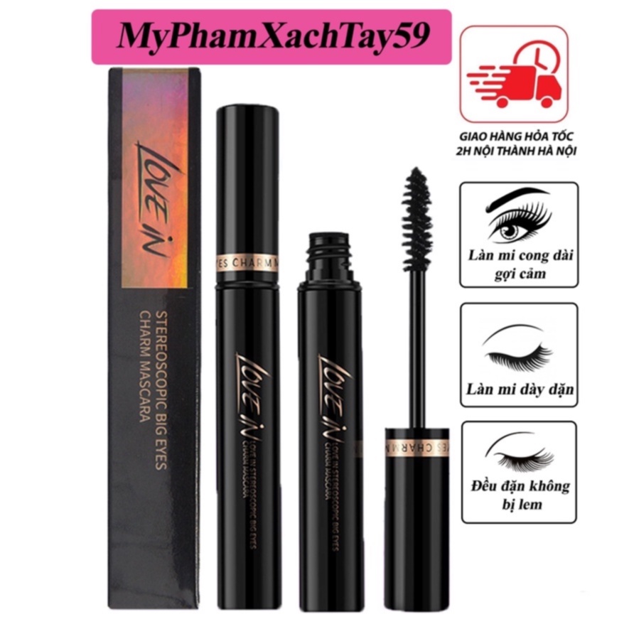 Chính Hãng Mascara Uốn Mi Nâng Mi LOVE IN Làm Dày Và Dài Mi, Chuốt Mi Đen Không Lem Không Trôi