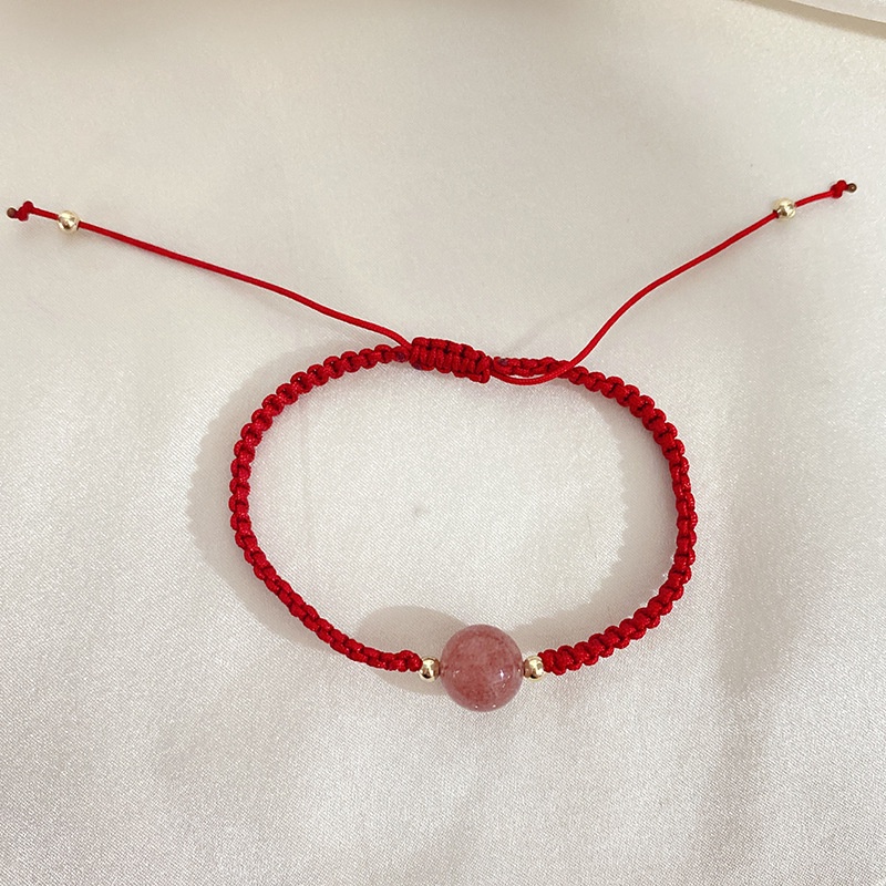 Vòng tay sợi dệt màu đỏ hạt pha lê may mắn