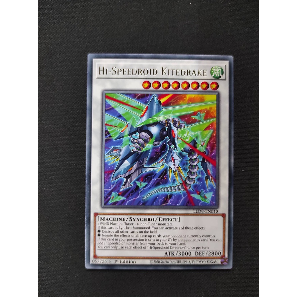 (YGO-TCG)1 lá thẻ bài Hi-Speedroid Kitedrake - LED8-EN018 - Rare