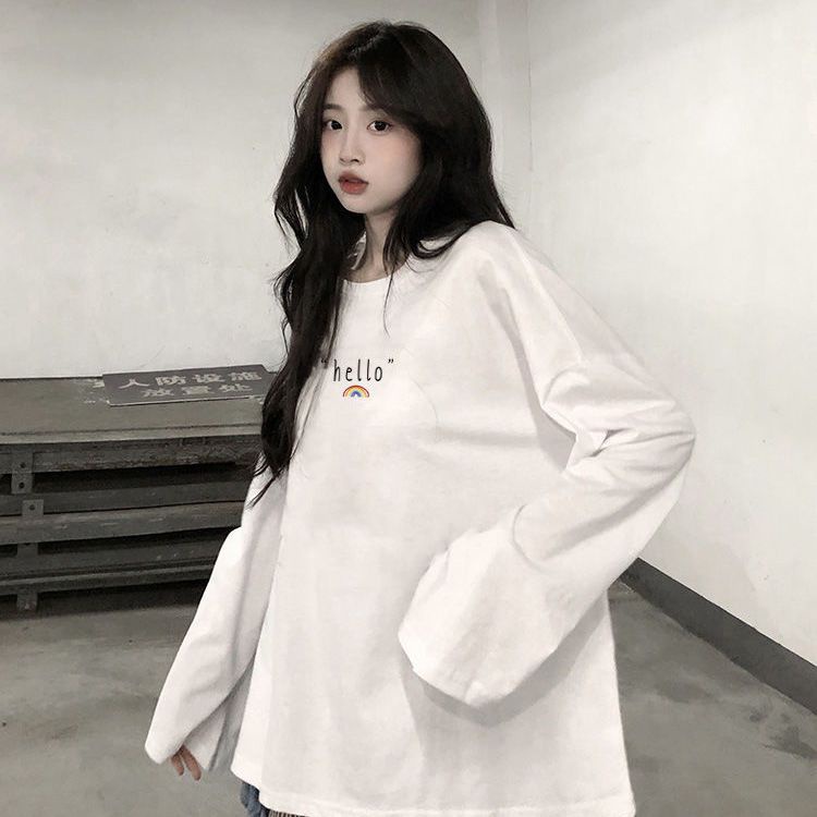 Áo Thun Cotton Tay Dài Dáng Rộng Plus Size Thời Trang Mới 200Kg Cho Nữ 2022