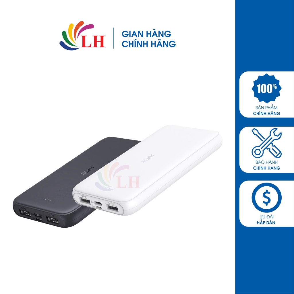 Sạc dự phòng Aukey Basix Sim II 10000mAh PB-N99 - Hàng chính hãng - Sạc nhanh QC3.0, dung lượng 10000mAh