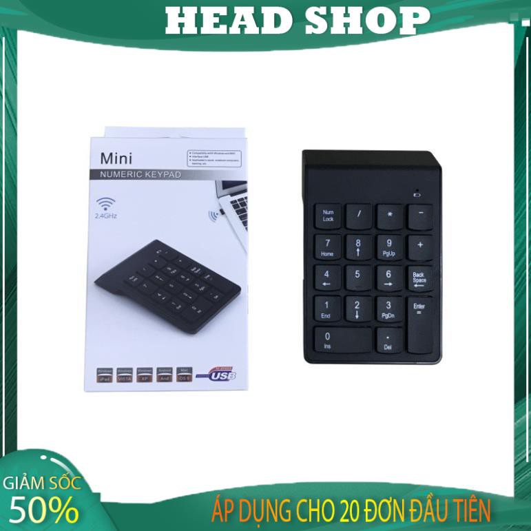 Bàn phím số rời không dây Wireless 2.4 GHz cho Laptop Máy tính Numpad K07 HEAD SHOP