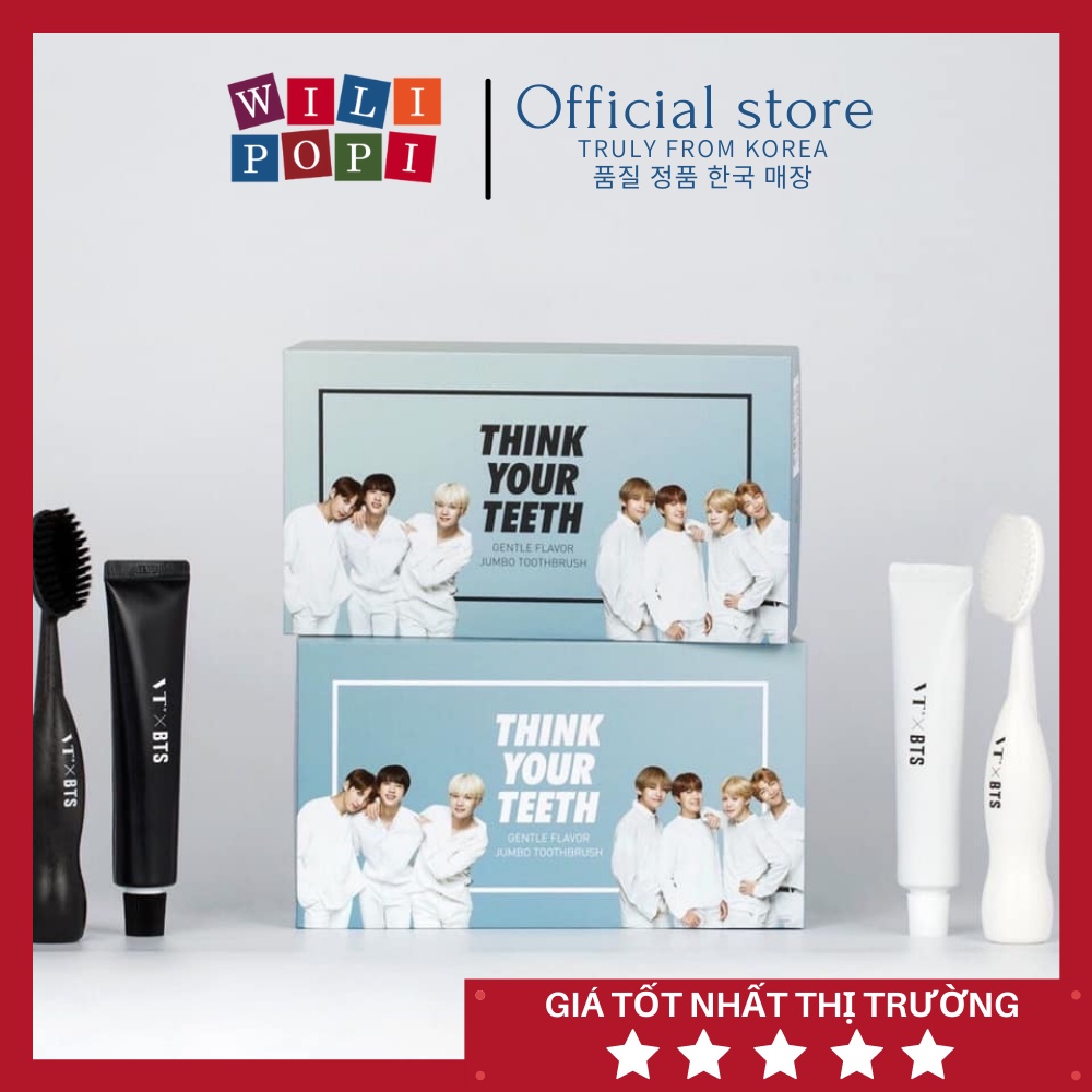 [MUA 1 TẶNG 1] Bộ Bàn Chải & Kem Đánh Răng VT x BTS THINK YOUR TEETH JUMBO KIT [ Black & White ]