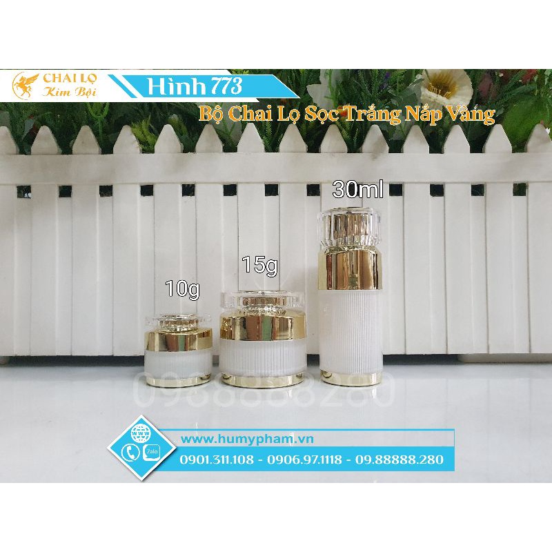 Chai Lọ Mỹ Phẩm - Bộ Chai Xịt & Hủ Sọc Trắng