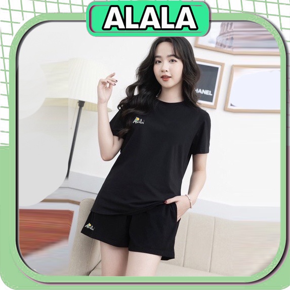 Bộ quần áo nữ mùa hè Cotton tông màu tối Bộ đùi mặc nhà nữ mùa hè ALALA