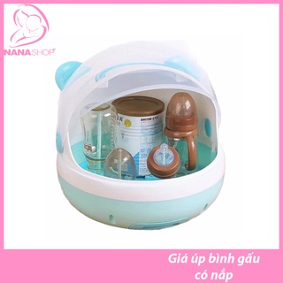 Giá úp bình sữa cho bé có nắp đậy hình gấu