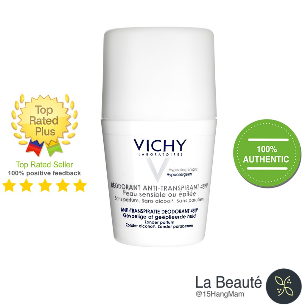 Vichy Déodotant Anti-Transpirant 48H For Sensitive Skin - Lăn Khử Mùi Cho Da Siêu Nhạy Cảm 50ml