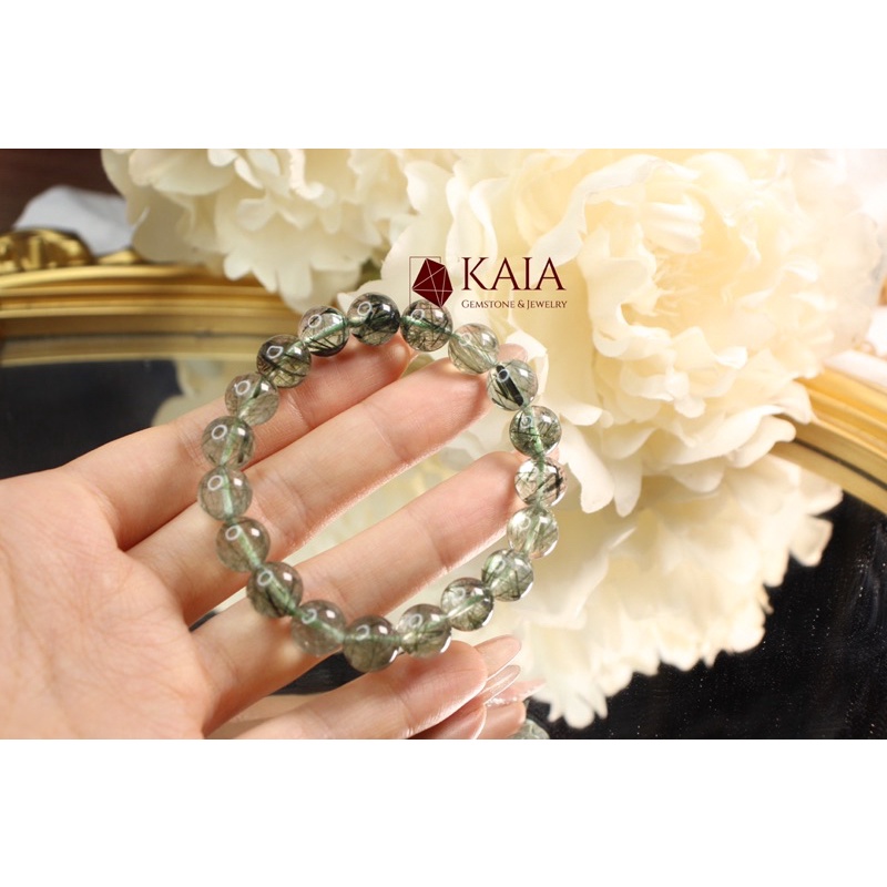 Vòng tay phong thủy Thạch Anh tóc xanh 10 ly Tài lộc bình an thiên nhiên phụ kiện thời trang KAIA