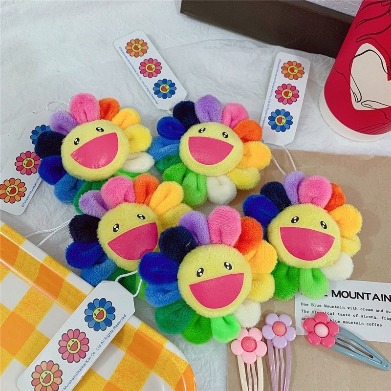 Bông Hoa Takashi Murakami Kaikai Kiki Hoa Bảy Màu Trang Trí Balo Túi Xách Quần Áo