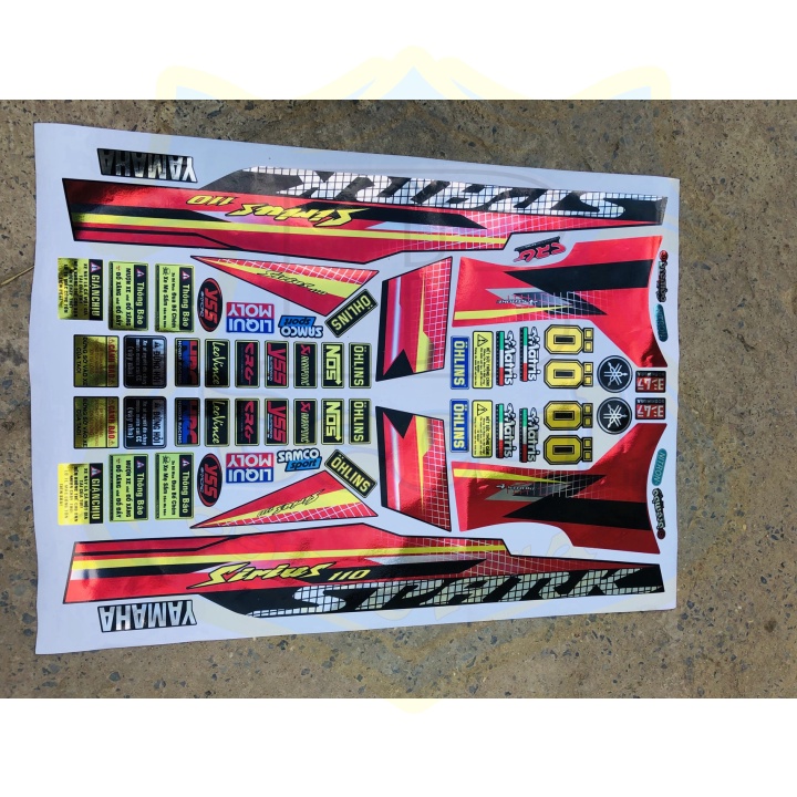 ( Quí khách vui lòng mang ra tiệm cho thợ dán ) Tem SIRIUS SPARK ĐỎ ĐEN CROM CAO CẤP