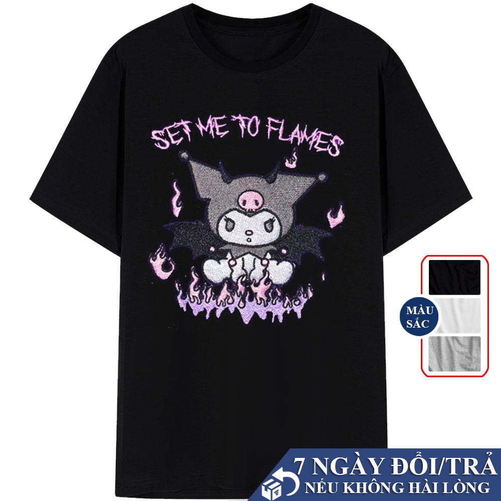 Áo Thun Tay Lỡ Kuromi Dễ Thương, Áo Phông Oversize Kuromi Cá TínhMàu sắc: Màu đen - Trắng -  Xám -  Xanh V46