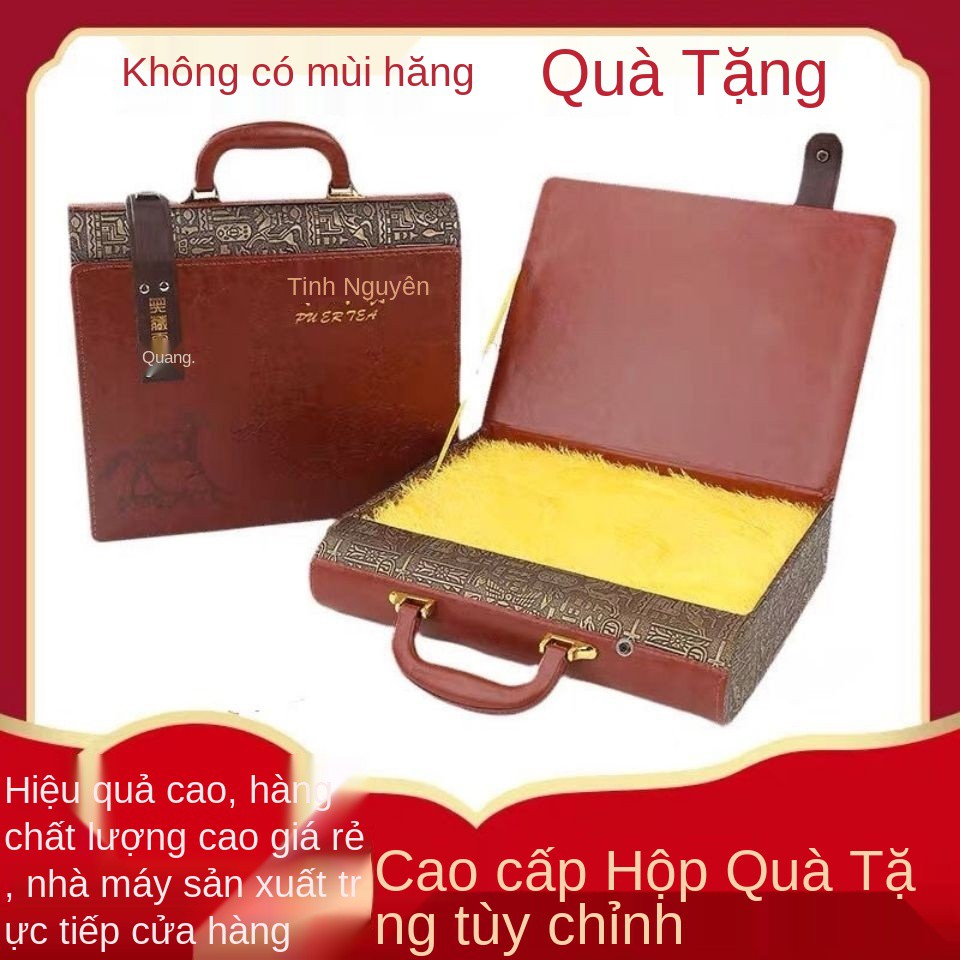 Cao cấp Phong cách Trung Quốc Trà Pu er Làm mờ trắng Hộp da gỗ quà trống đựng Caddy Bao bì chung Tùy chỉnh