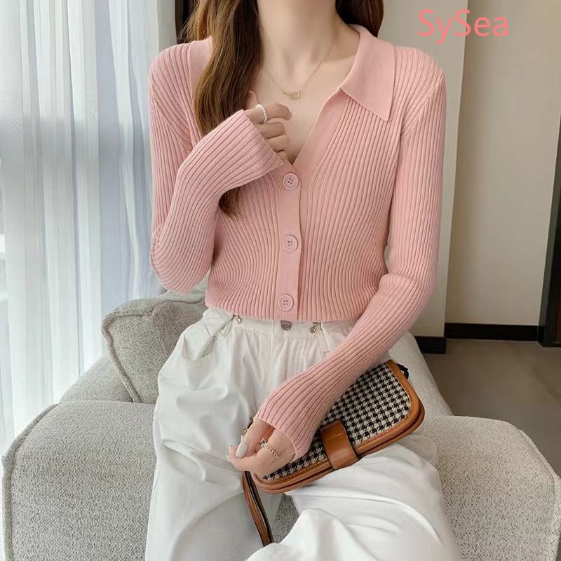 Áo Khoác Cardigan Dệt Kim Cổ Bẻ Thời Trang Mùa Thu Hàn Quốc Cho Nữ