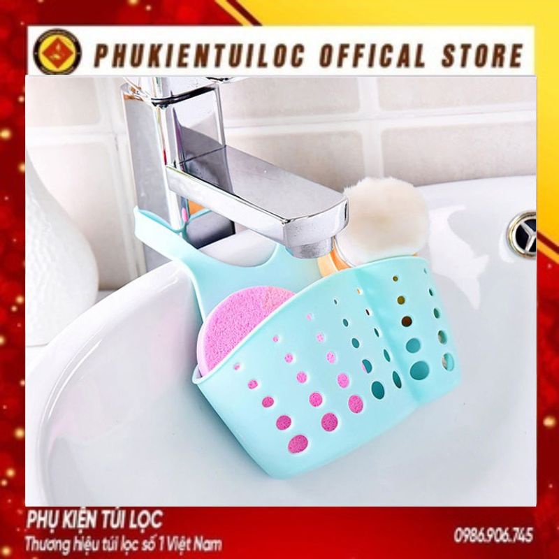 GIỎ ĐỰNG GIẺ Lưới Rửa Bát Thoáng Mát - Giỏ Nhựa Treo Đồ Rửa Chén, Gắn Vòi Nước Bồn Rửa Có Móc Cài Quai- Phukientuiloc