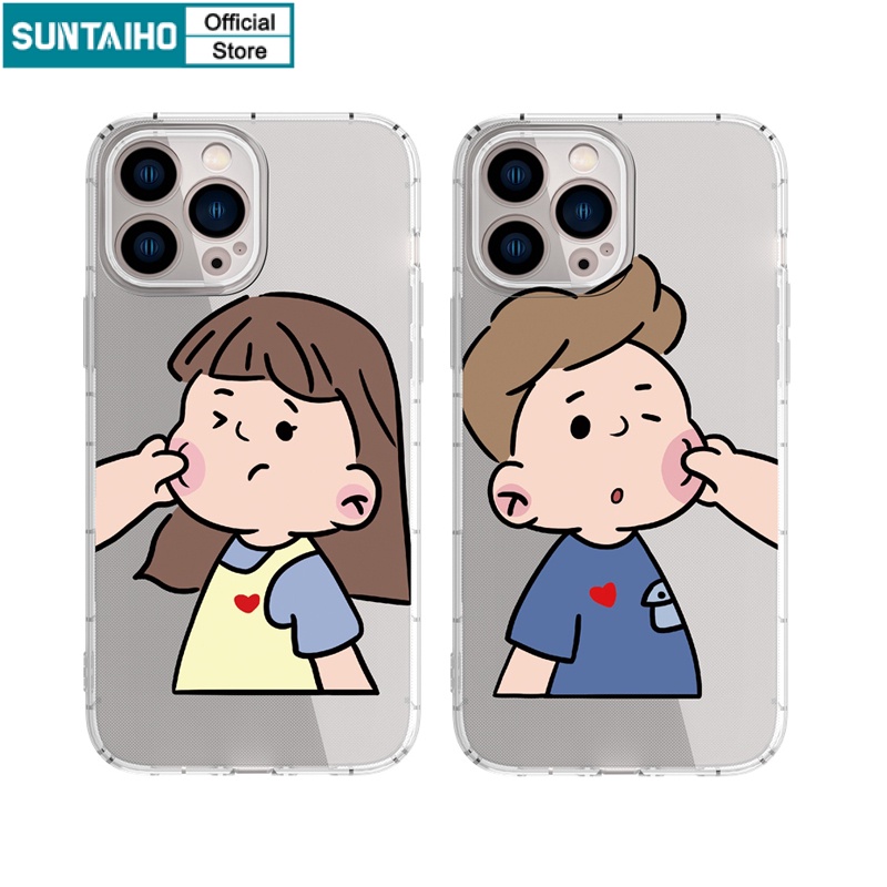 Ốp lưng iphone Ốp điện thoại Suntaiho từ TPU trong suốt họa tiết dễ thương thích hợp cho IPhone 13 12 11 Pro Max X XsMax XR 8 7
