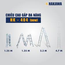 Thang nhôm gấp đa năng 4 khúc HAKAWA HK-404 4,7m. Sản phẩm chính hãng, chất lương, giá cả cạnh tranh, bảo hành 2 năm<<>>