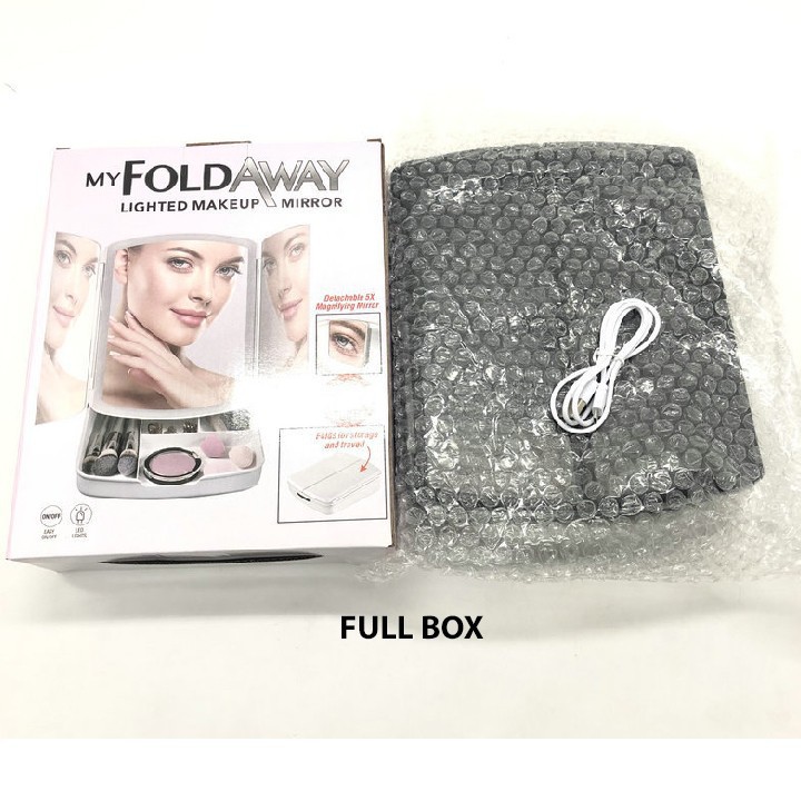 Gương trang điểm có kệ đựng mỹ phẩm My Fold Away đèn led