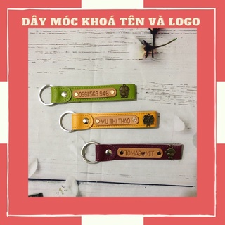 Móc chìa khoá da khắc tên logo hoặc số điện thoại