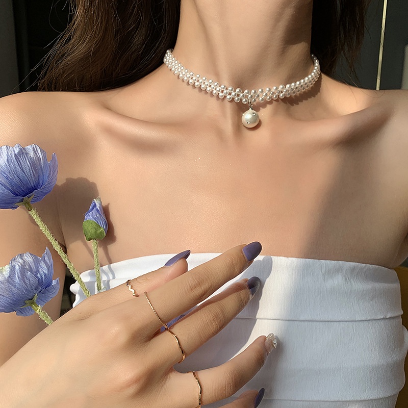 Vòng Cổ Choker Ngắn Đính Ngọc Trai Đơn Giản Thời Trang Dễ Phối Đồ
