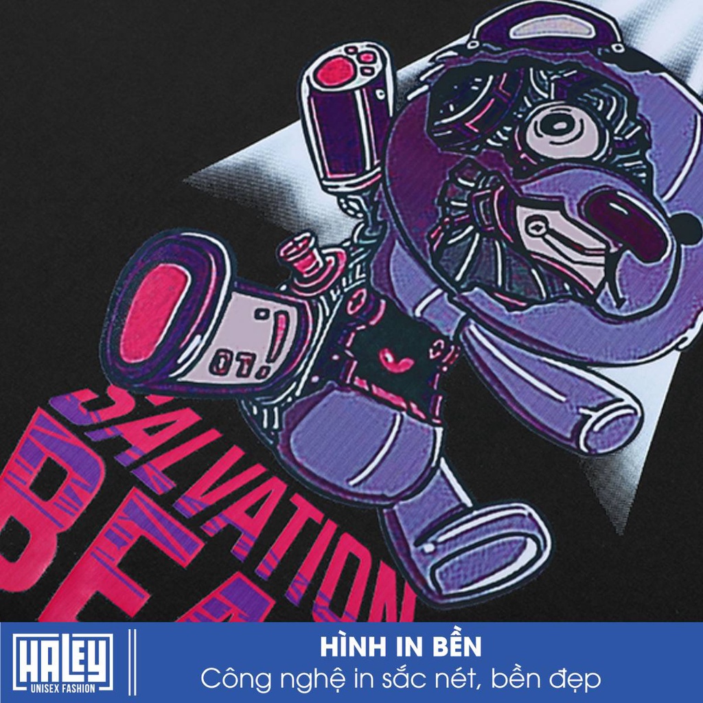 Áo Thun Unisex mã TN23 HALEY Tay Lỡ Form Rộng Nam Nữ SALVATION BEAR vải cotton Street style Ulzzang Hàn Quốc cá tính