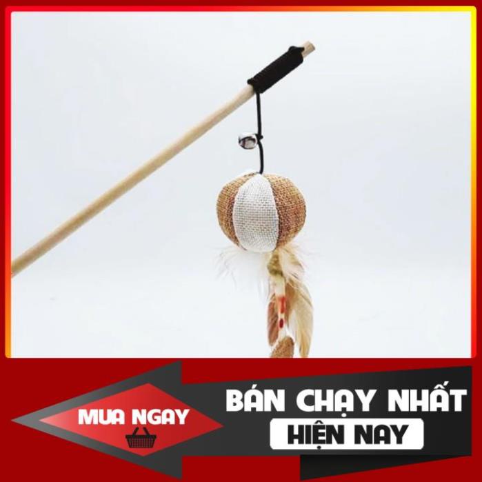 Đồ Chơi Cần Câu Cán Gỗ Nhồi Bông Cho Mèo Vờn Giá Rẻ