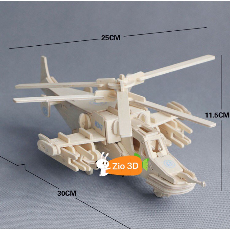 Đồ Chơi Lắp Ráp Gỗ 3D Mô Hình Trực Thăng Black Shark