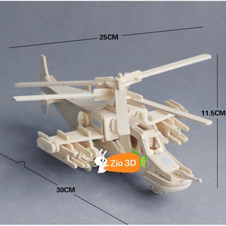 Đồ chơi lắp ráp gỗ 3d mô hình trực thăng black shark