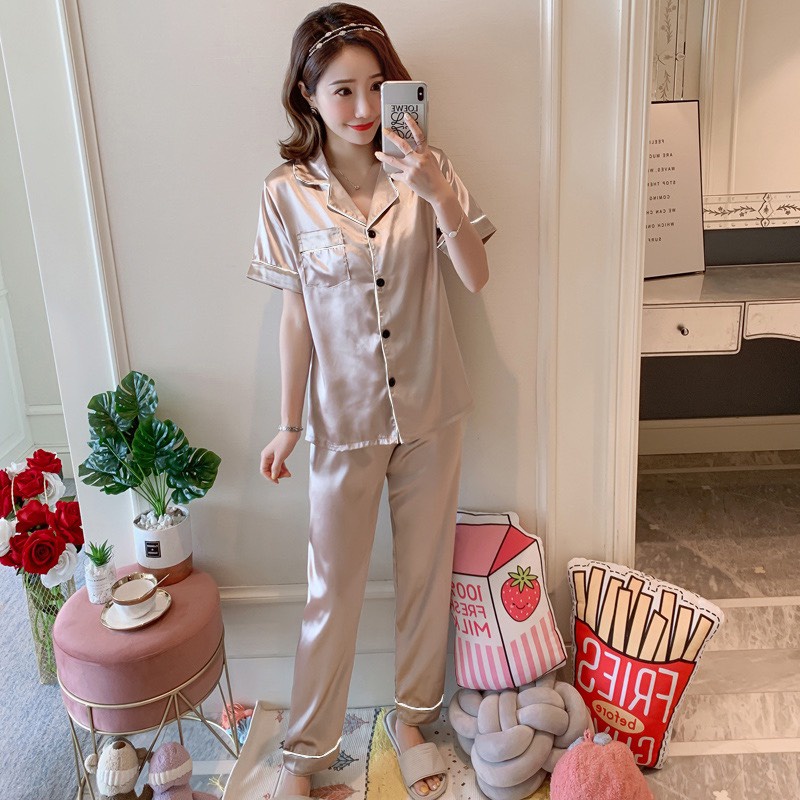Pajamas Đồ Ngủ Mặc Nhà Lụa Mềm Mịn FreeSize AMANTA AMTPY023