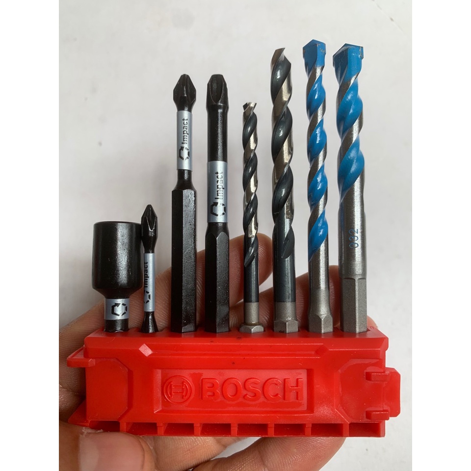 Bộ mũi khoan bê tông gạch men inox sắt thép , mũi vít PH1 PH2 PH3 , đầu tôn thương hiệu Bosch thông dụng