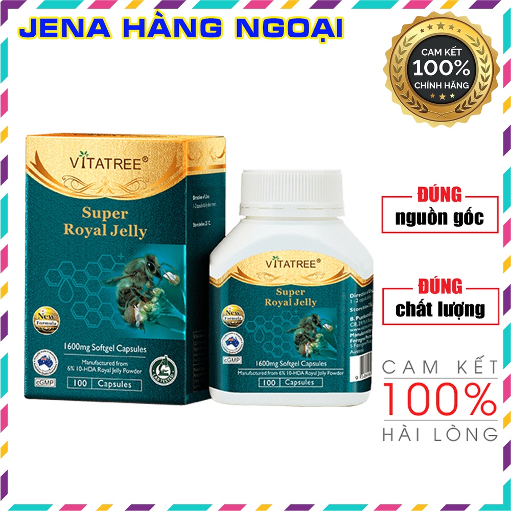 Viên Uống Sữa Ong Chúa Vitatree Royal Jelly 1600mg Bồi Bổ Cơ Thể Làm Đẹp Da Hộp 100 Viên