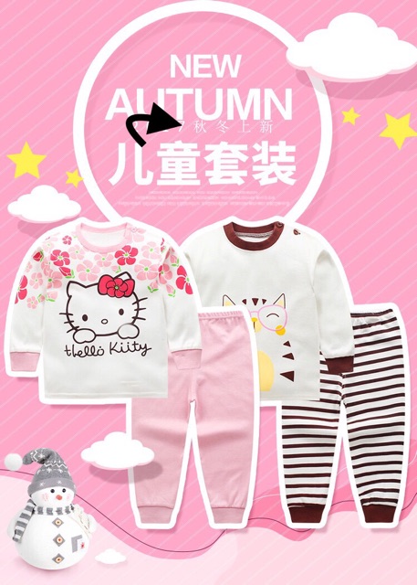 Bộ cotton thu đông cho bé