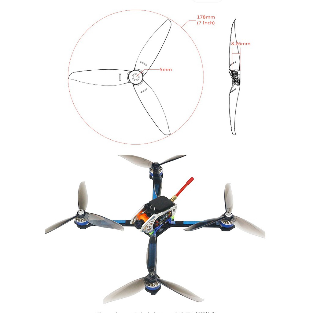 Cánh thuận nghịch 3 lá LDARC 7040 màu đen