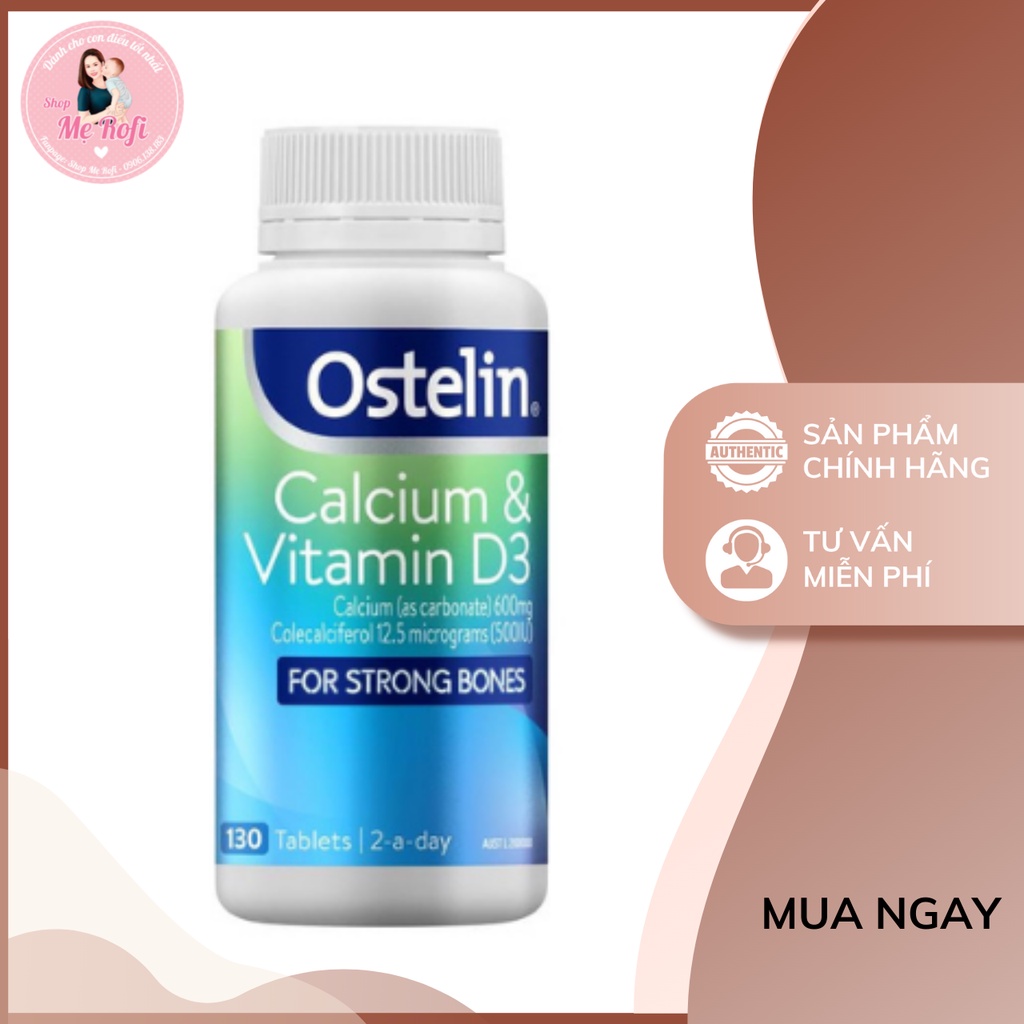 Viên uống Calcium &amp; Vitamin D3 Ostelin bổ sung canxi cho người lớn và bà bầu 130 viên Mẹ Rofi